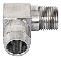 Stainless Steel Heater Hose Fitting, 90-Degree [3/4 in. Hose Barb x 2 1/8 in. L x 1/2 in. NPT]