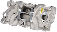 Intake Manifold for 1955-1986 Small Block Chevy 262-400, Dual Plane w/Spread Bore [Natural]