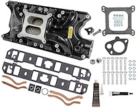 Intake Manifold Kit for 1962-1985 Small Block Ford 260, 289 & 302 (Except Boss 302), Dual Plane 4-BBL [Black]