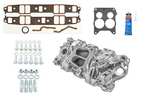 Intake Manifold Kit for 1955-1986 Small Block Chevy 262-400 ci [Dual Plane, Polished]