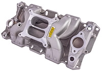 Cool Gap Intake Manifold for 1955-1996 Small Block Chevy, Dual Plane [Satin]