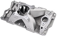 Intake Manifold for 1955-1995 Small Block Chevy 262-400, Hi-Rise Single Plane [Satin]