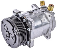SD508 Air Conditioner Compressor w/7-Groove Serpentine Pulley [Natural Finish]