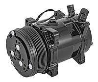 SD508 Air Conditioner Compressor w/6-Groove Serpentine Pulley [Black Finish]