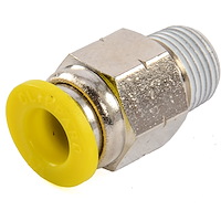 CO2 Quick Push Fitting Straight 1/8" NPT x 1/4" Tube Nickel-Plated Brass Stud