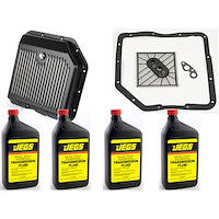 Black Finned Aluminum Transmission Pan Kit for GM TH350