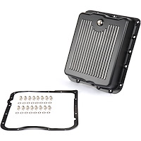 Black Finned Aluminum Transmission Pan Kit for GM TH700-R4 and 4L60