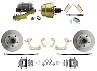 Front Complete Power Disc Brake Conversion Kit Fits Select 1955-1958 Chevrolet Full Size Models [Standard Kit w/Raw Calipers]