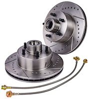Premium Vented Brake Front Rotors and Stainless Steel Braided Brake Hoses for 1962-1972 Mopar A, B, E Body