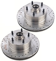 High Performance Cross-Drilled/Slotted Front Brake Rotor Kit for Select 1967-1974 Buick, Chevrolet, Oldsmobile & Pontiac Models