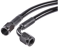 Black Coated Brake Hose [-3 AN, Straight Female to 90 degree Female, 12 in. Length]