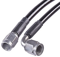 Black Coated Brake Hose [-3 AN, Straight Female to 90 degree Female, 18 in. Length]