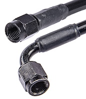 Black Coated Brake Hose [-3 AN, Straight Female to 90 degree Female, 36 in. Length]