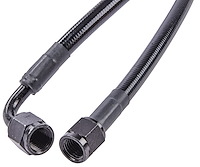 Black Coated Brake Hose [-4 AN, Straight Female to 90 degree Female, 15 in. Length]
