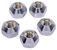 Single-Sided Heat-Treated Steel Lug Nuts [12mm x 1.5 Thread, 1 in. Hex] Set of 5
