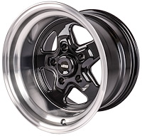 Sport Star 5-Spoke Wheel [Size: 15" x 10"] Polished Lip with Black Spokes