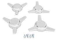 Three Bar Straight Spinner Caps  [Chrome Zinc, 4-PC]