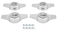 Two Bar Straight Spinner Caps for 1962-1963 Chevy II, Nova-Style Rally Wheels [Chrome Zinc, 4-PC]