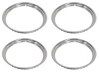 Ribbed Hotrod Style Trim Rings for 14 in. Rally and OE Steel Wheels [Stainless Steel, Chrome]