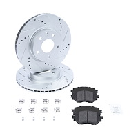 Street Performance JX11 Brake Pads & Rotors Kit Fits 2017-2018 Mazda 3 [Front/Rear]