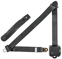 3-Point Retractable Seat Belt, Black with Push-Button Latch [Black Push-Button Release]