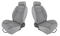 Retro Low Back Reclining Bucket Seat Kit [With Headrest, Gray]