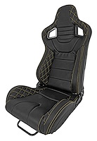 Racing High Back Sport Seat, Black Leather w/Yellow Diamond Stitched Bolsters & Carbon Fiber Look Backing [Right/Passenger Side]