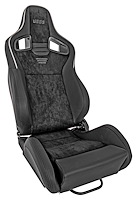 Racing High Back Sport Seat, Black Suede Center Panels & Black Vinyl Backing [Left/Driver Side]