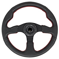 Racing Style Steering Wheel with 1.25 in. Dish, Black with Red Stitching [13 in. Dia. 3-Spoke]