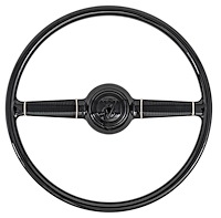 15 in. 2-Spoke 1940 Ford Replica Steering Wheel with/Black Gel Coat Grip for 1967-1994 GM Steering Column [Classic V8 Ford Logo]