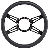 Black Billet Aluminum 14 in. Steering Wheel [4-Spoke Design]