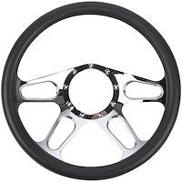 Chrome-Plated Billet Aluminum 14 in. Steering Wheel [Autocross Spoke Design]