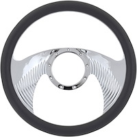 Chrome-Plated Billet Aluminum 14 in. Steering Wheel [Wing Spoke Design]