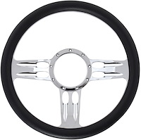 Chrome-Plated Billet Aluminum 14 in. Steering Wheel [3-Slot Spoke Design]