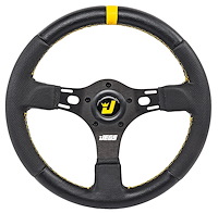 Premium Drag Race Steering Wheel, Black 3-Spoke with Black Wrap [13 in. Dia.]