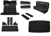 Molded Loop Carpet Kit for 1955-1958 GM Regular Cab Truck w/High Tunnel [Madrid/Velour Upholstery, OE-Style Jute Backing, Black]