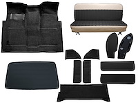 GM Truck Interior Kit fits Select 1960-1963 GM Regular Cab Trucks w/4-Speed & 2WD [Jute Backing, Black & White]
