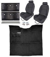 Black Interior Kit w/High-Back Buckets for 1967-1972 GM C Series Regular Cab Trucks w/o Gas Tank in Cab