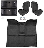 Black Interior Kit w/Low-Back Buckets for 1967-1972 GM C Series Regular Cab Truck w/o Gas Tank in Cab, TH400