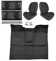 Black Interior Kit w/Low-Back Buckets for 1967-1972 GM C Series Regular Cab Truck w/o Gas Tank in Cab, TH400