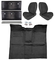 Black Interior Kit w/Low-Back Buckets for 1967-1972 GM C Series Regular Cab Truck w/o Gas Tank in Cab, 4-Speed