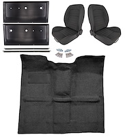 Black Interior Kit w/Low-Back Buckets for 1967-1972 GM K Series Regular Cab Trucks w/o Gas Tank in Cab