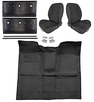 Black Interior Kit w/Low-Back Buckets for 1967-1972 GM K Series Regular Cab Trucks w/o Gas Tank in Cab