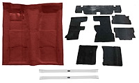 Molded Loop Carpet Kit for 1967-1969 Chevrolet Camaro, Pontiac Firebird, with Sound Deadener and Sill Plates [Red]