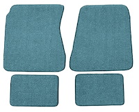 Molded Loop Floor Mats Fits Select 1968-1972 Buick, Chevrolet, Oldsmobile, Pontiac Models [4-Piece, Medium Blue]