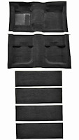 Molded Nylon-Loop Passenger and Fold Down Seat Area Carpet for 1971-1973 Ford Mustang [OE-Style Jute Backing, Black]