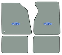 Molded Cut Pile Floor Mats for 1994-2004 Ford Mustang [Ford In Oval Logo, 4-Piece, Mist Gray]
