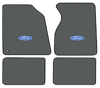 Molded Cut Pile Floor Mats for 1994-2004 Ford Mustang [Ford In Oval Logo, 4-Piece, Ebony]