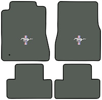 Molded Cut Pile Floor Mats for 2005-2009 Ford Mustang [Silver Running Pony Logo, 4-Piece, Opal]