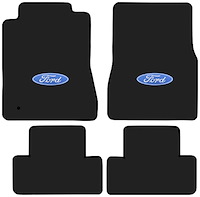 Molded Cut Pile Floor Mats for 2005-2009 Ford Mustang [Ford In Oval Logo, 4-Piece, Black]